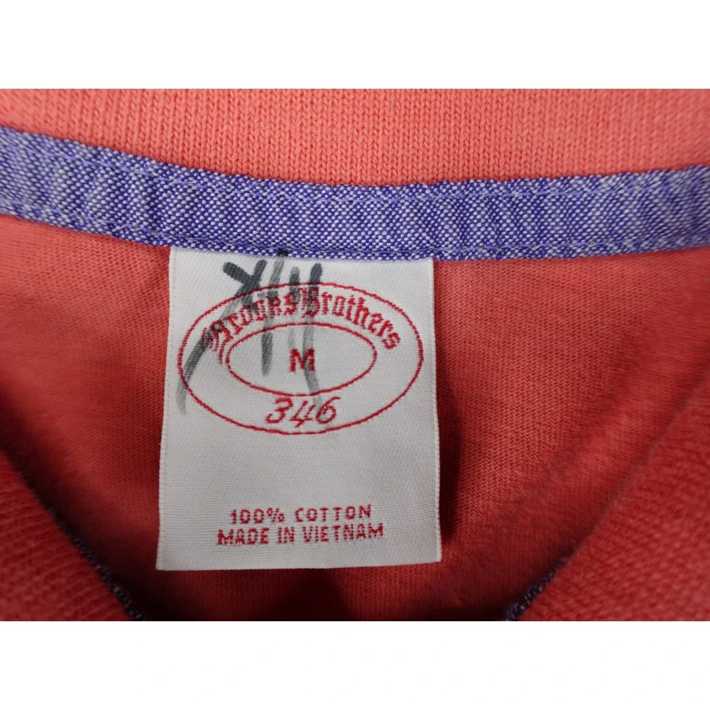 Brooks‎ Brothers 346 Polo Shirt Mens Medium Coral Pink Cotton Short Sleeve Logo